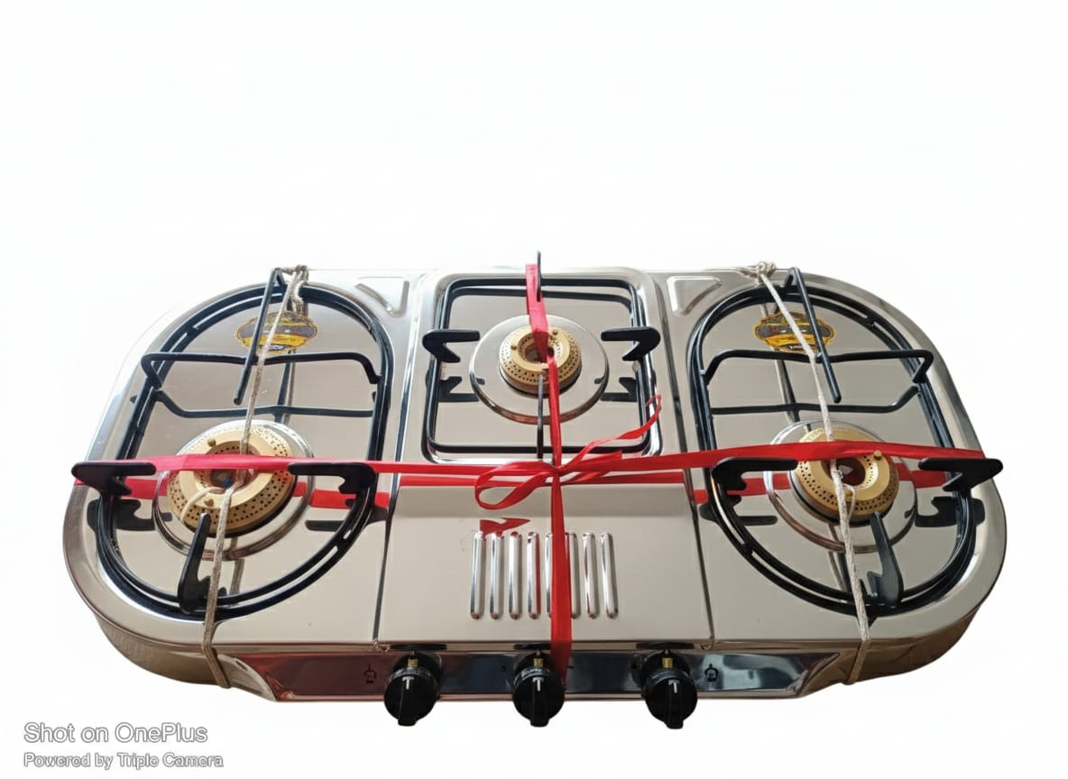 3-Burner Stainless Steel LPG Gas Stove